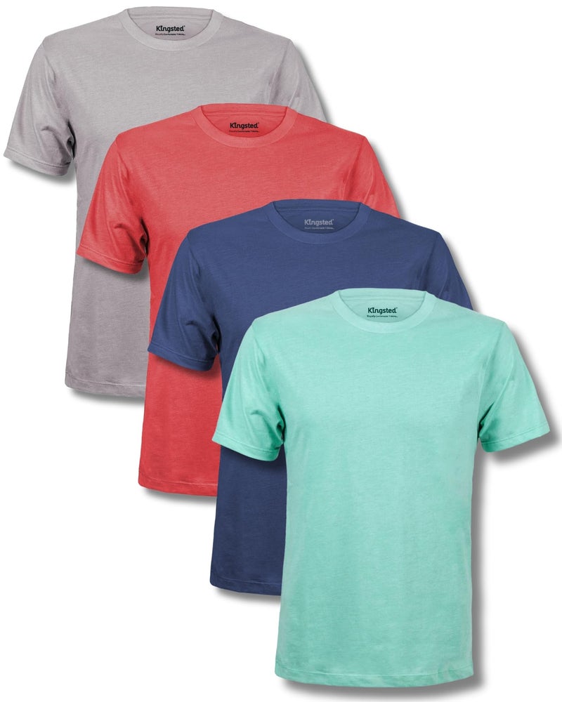 Kingsted Men's T-Shirts Pack - Royally Comfortable - Super Soft Cotton Blend - Short Sleeve Tagless Crewneck - Plain Colored Classic Tees (4 Pack, Favorites, Small) - Image 1